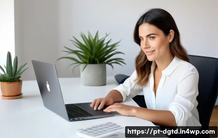 디지털 정체성 관리의 평가 기준 - A stylish Portuguese woman, aged 30-40, with a warm and confident expression, sits comfortably at a ...