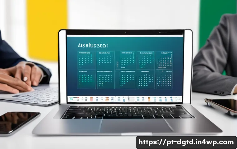 디지털 정체성 관리와 사이버 보안 - A professional office scene showing a diverse group of Brazilian adults working on laptops and smart...