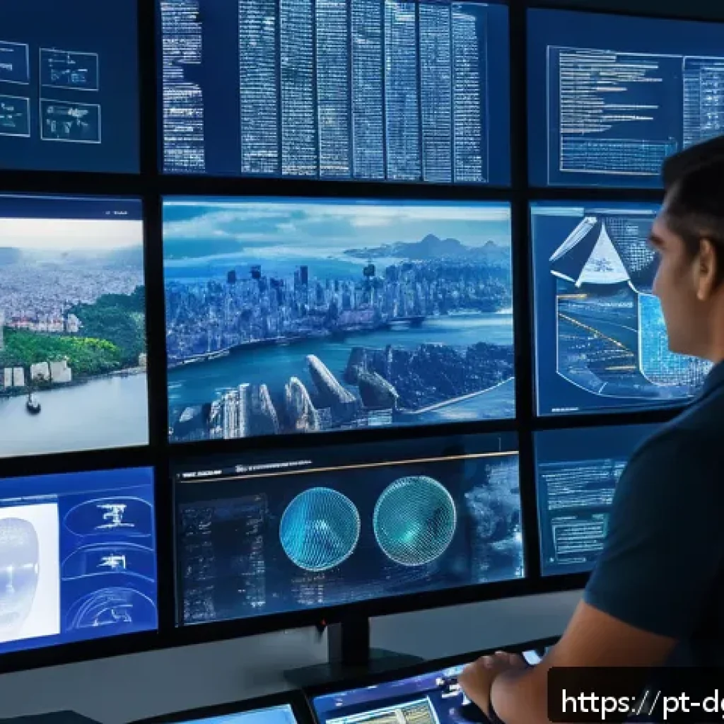 디지털 정체성 관리에서의 인공지능 활용 - A futuristic digital security control room with diverse professionals using advanced facial recognit...