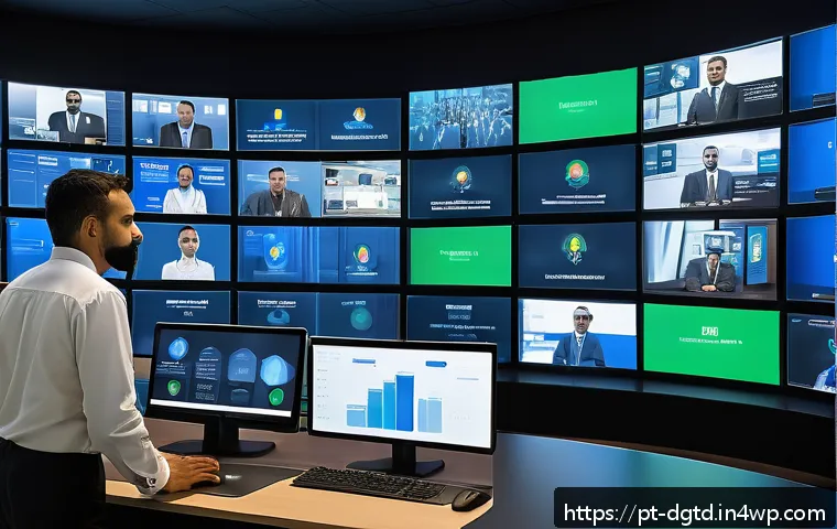 디지털 정체성 관련 정책 변화 - A modern Brazilian digital security control room with diverse professionals monitoring biometric aut...