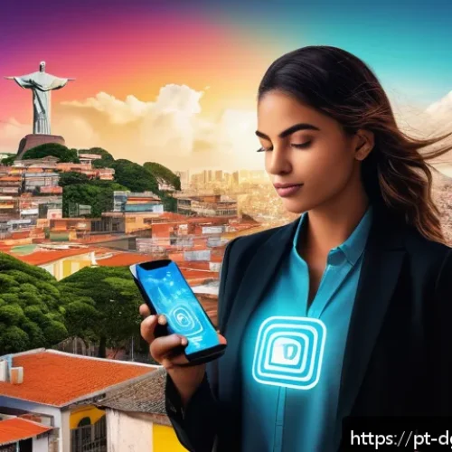 Home 30 디지털 정체성 관리 모델 비교 - A modern digital identity management scene set in a vibrant Brazilian cityscape, featuring a young p...