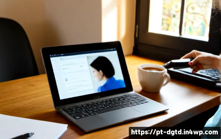 Home 17 디지털 정체성 관리의 윤리적 측면 - Photorealistic ethical digital identity management scene in a modern Lisbon home office, a middle-ag...